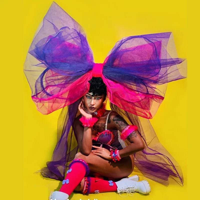 超大型弓の誕生日ドレス女性歌手ナイトクラブパフォーマンス衣装キャンディーカラーステージ衣装ゴーゴー Dj Ds ドレスセット