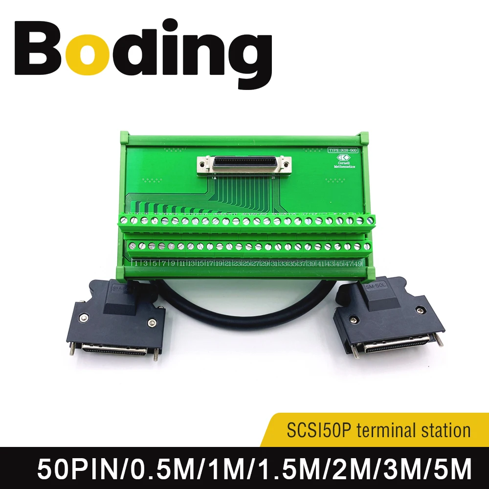 Boding Guide rail terminal  Board  SCSI50  Cn1 I/O board  With Cable 0.5m 1m 1.5m 2m 3m 5m For Delta A2  Simens V90  Servo Motor