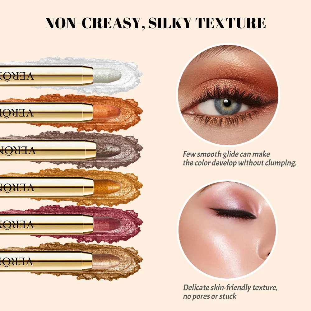 أقلام تفتيح لامعة على الوجهين لظلال العيون مع مجموعات بطانة ظلال عيون لامعة لؤلؤية غير لامعة