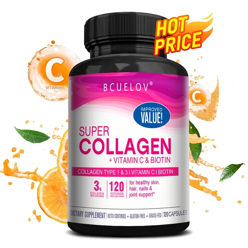 Collagen Supplement Rich in Vitamin C and Biotin - Supports nails and hair, smooth skin, joint and bone health