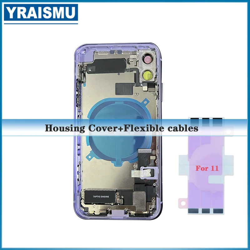 For iphone 11 11Pro 11ProMax  Housing Battery Door Middle Chassis Frame Assembly Door Rear with Flex Cable fittings