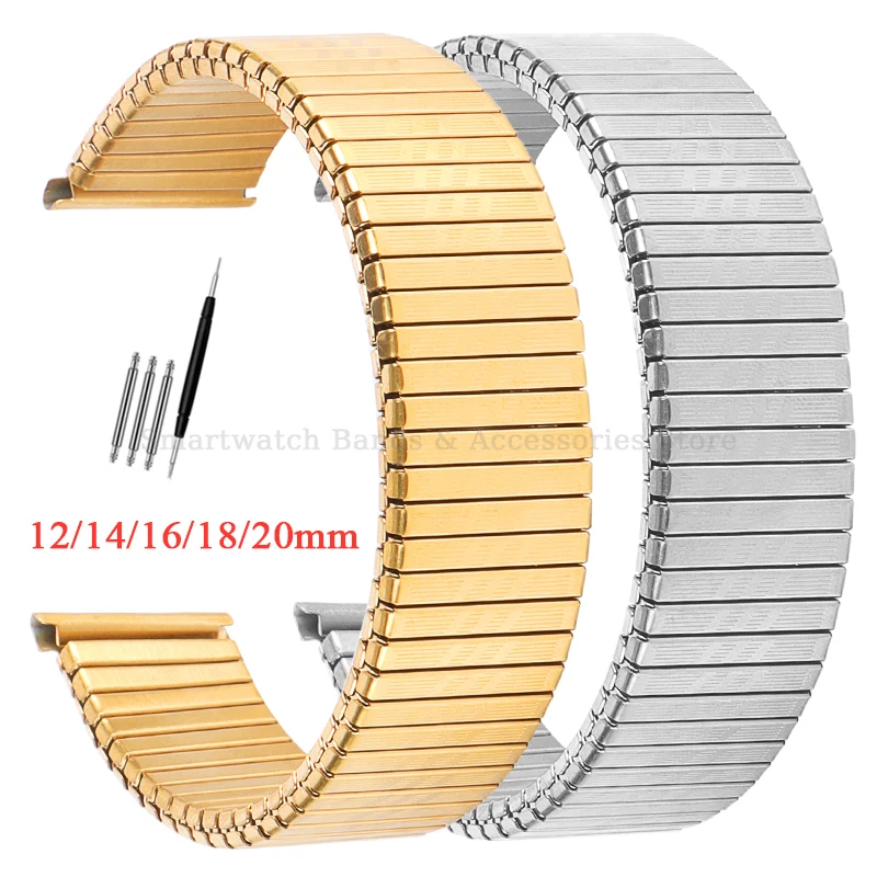 12mm 14mm 16/18/20mm Metal Elastic Belt Stretch Expansion Steel Strap for DW for Huawei Watch Gt2/3 Bracelet Universal Wristband