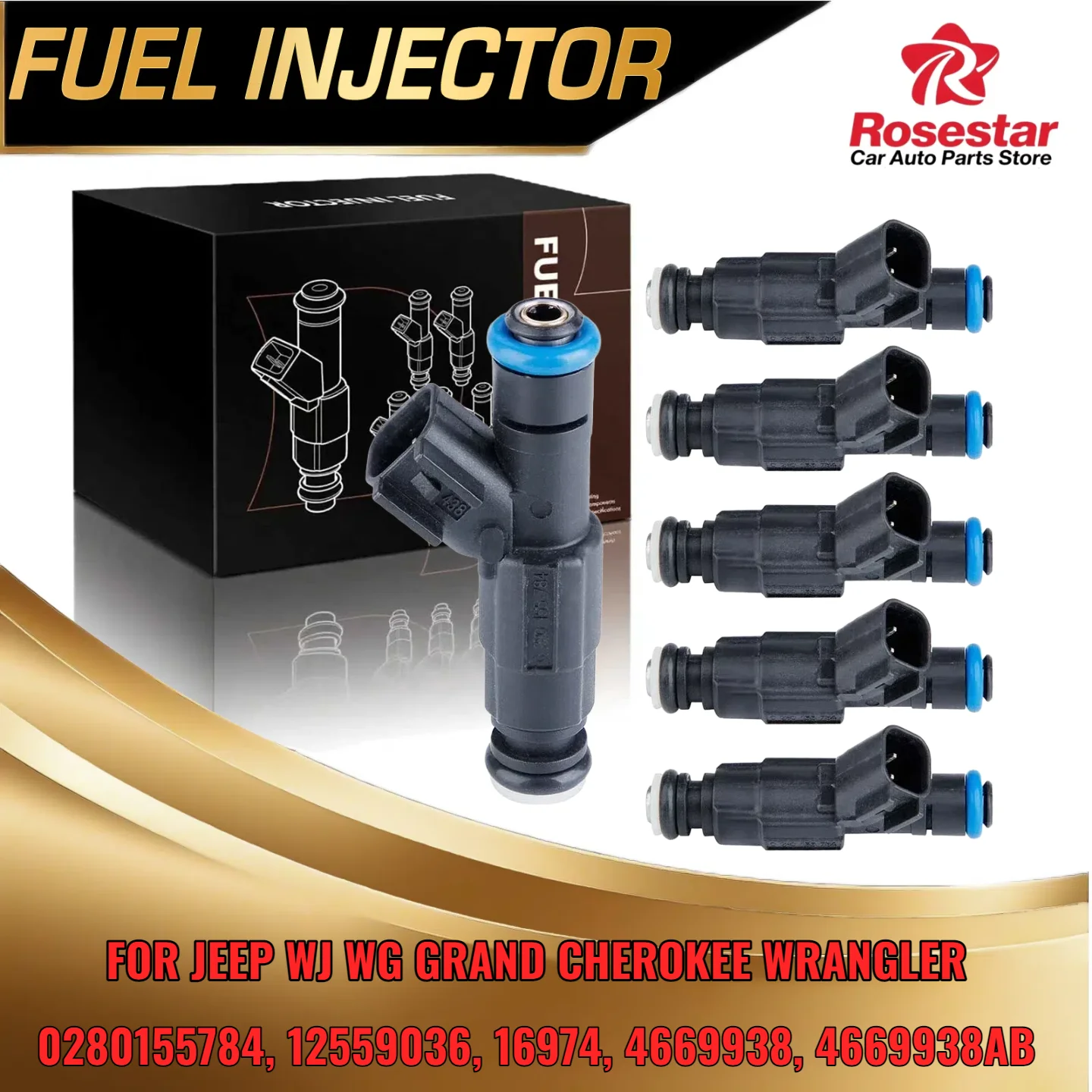 

6PCS Fuel Injector For Jeep Grand Cherokee WJ WG For Jeep Cherokee 40L Engine OE 0280155784 12559036 4669938AB