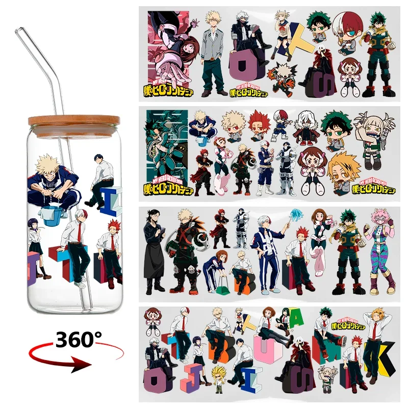☆   My Hero Academia UV DTF Flaschen-Aufkleber, Heißblut-Sticker für Gläser und Tassen, DIY Schreibwaren, Computer Wasserfeste Aufkleber