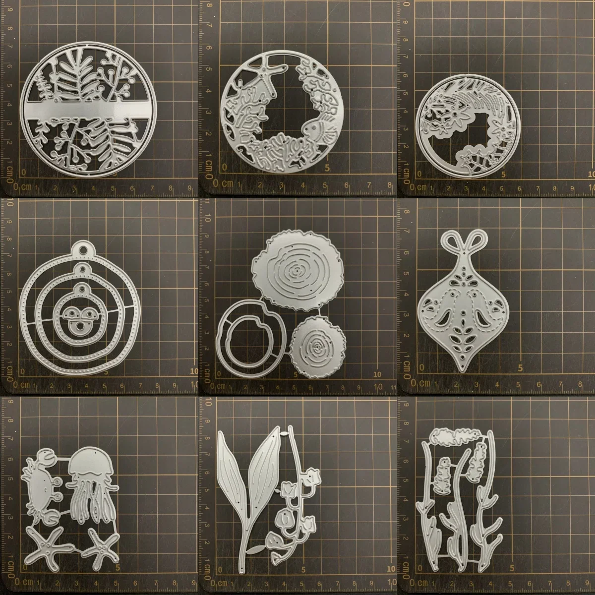 9 tipos de troqueles de corte de metal con motivos de hojas, peces y algas marinas, plantillas para DIY, scrapbooking, decoración, grabado en relieve y manualidades