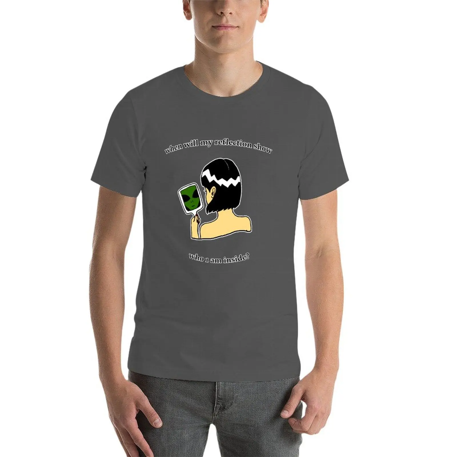 عندما سوف يظهر انعكاستي يا من؟ أنا في الداخل؟ تي شيرت تي شيرت رجل عادية قطن تي شيرت رجل تي شيرت