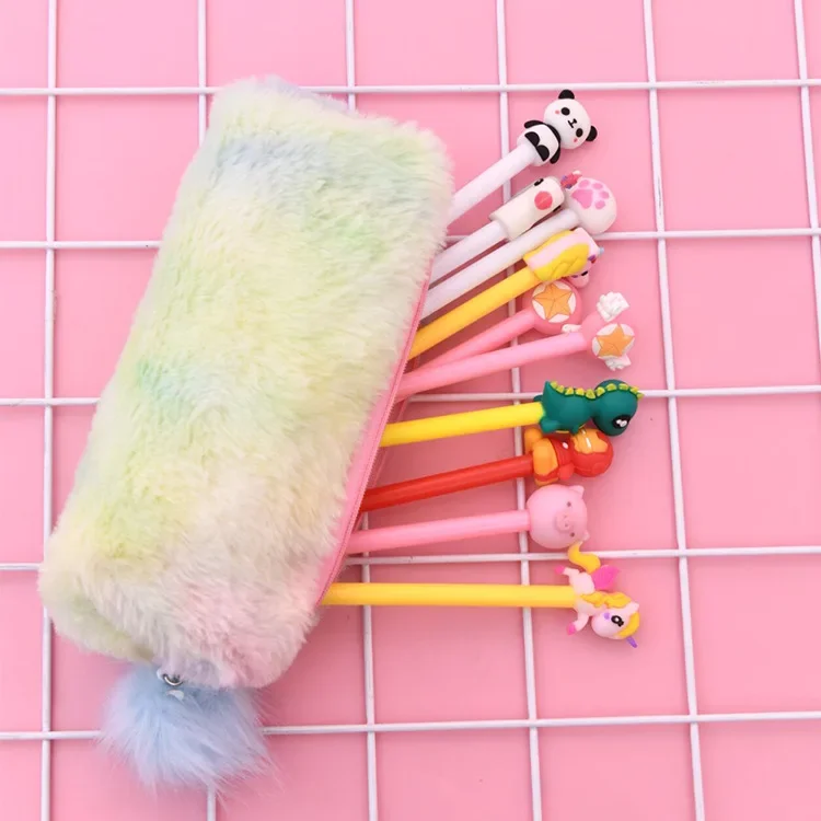 Imagem -02 - Kawaii Plush Pencil Case com Zíper para Meninas Bolsa de Caneta Papelaria Criativa Material Escolar e de Escritório Bonito Zipper Organizer