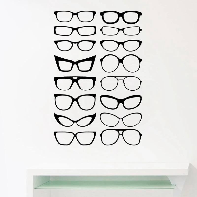 Eyewear Specs Frames Vinyl Wall Sticker , Eye Glasses Frames Art Decals Optical Shop Optometrist Office Window Door Decor