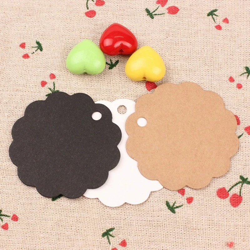 50 Stück/Lot runde Hängeetiketten aus buntem Kraftpapier mit Wellenrand, leere Packungsetiketten, geeignet für die Beschriftung von Geschenken und Souvenirs ZYF – Detail 5