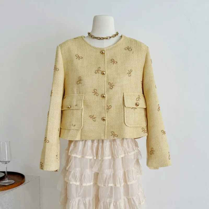 الراقية الفرنسية الفاخرة المدرج عطر صغير تويد سترة معطف المرأة موضة المقلية الشارع معاطف قصيرة ملابس خارجية أنيقة حلوة