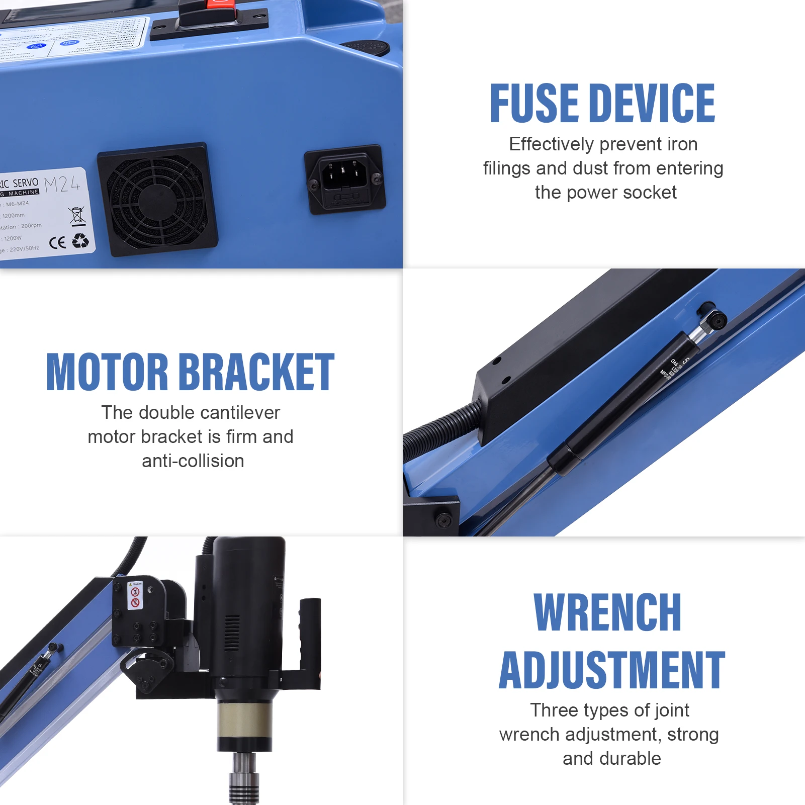 Tapping Machine | Heavy Duty Nut-Tapping Machine | Vertical Tapper with Collets Flexible Arm | or Iron Copper Steel Aluminum Wood Nylon