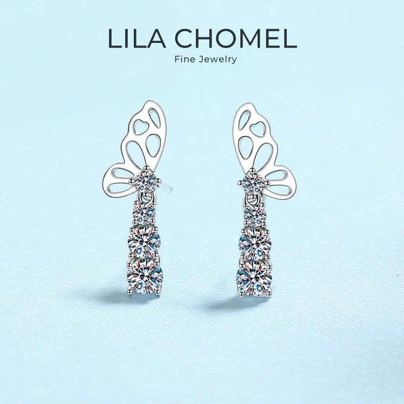 

Подарок на день рождения для жены, белое золото 18 карат, стиль бабочки, 1,24 карата, муассанит, бриллиант, женские серьги на День святого Валентина PT950, платиновые серьги для девочек