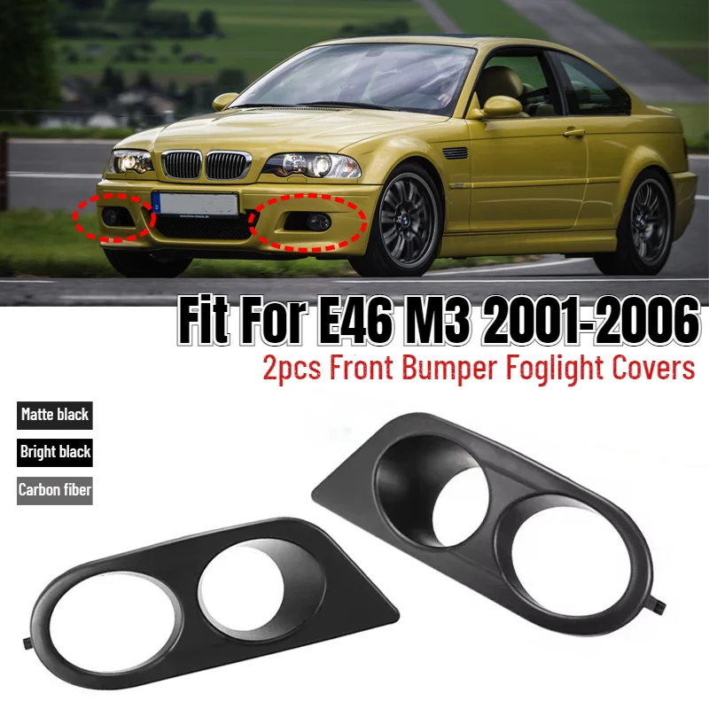 2pcs Front Bumper Foglight CoversDual Holes Car Accessory Fit for E46 M3 2001‑2006 Fog Lamp Guard Bezels Car Accessories