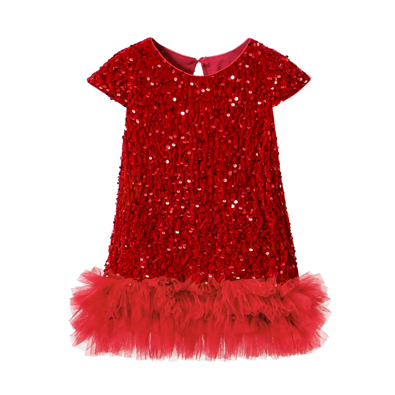New Autumn Girls Princess Dress Baby Kids Elegant Party Tutu Fluffy Sequin Mesh Skirt Children Mesh Tulle Birthday Dresses L465