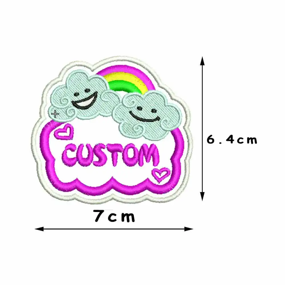 Customized rainbow kindergarten baby name patch children's embroidery name stickers to cloth hat sewing names car boat aircraft