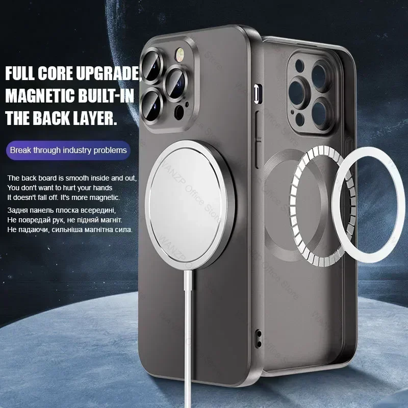 맥세이프 마그네틱 케이스, 아이폰 15, 13, 12, 11, 14 프로 맥스, 14, 15 플러스, 무선 충전 커버, 실리콘 폰 케이스, 럭셔리 매트