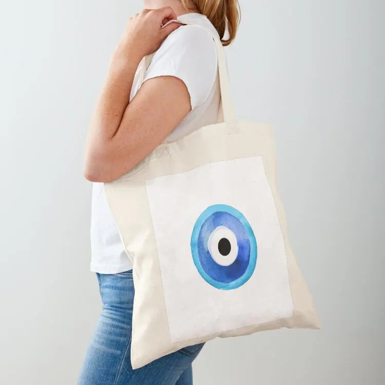

Watercolor Nazar Boncugu II Evil Eye Tote Bag large size bags canvas bags Custom bag personalized tote