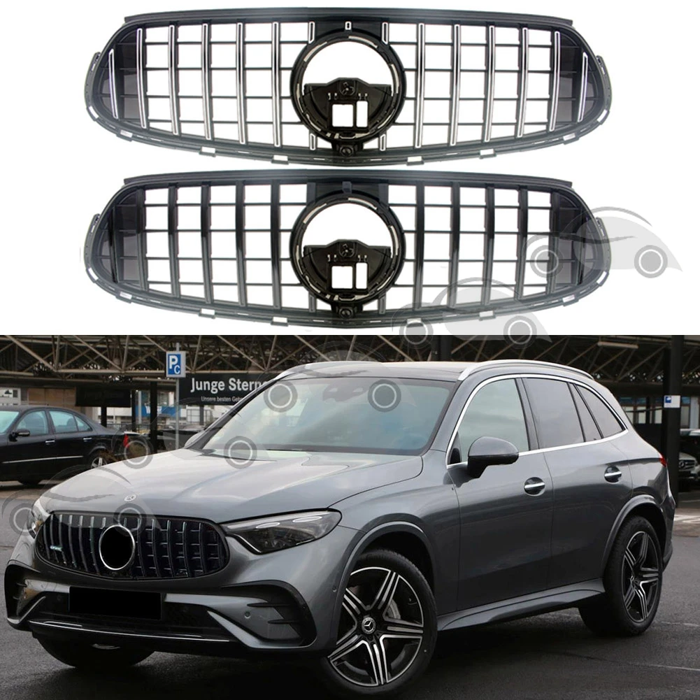 

Front Racing Billet Bumper Grilles Upper Facelift Grilles For Mercedes Benz X254 GLC 260 GLC300 2023 2024+ Sport