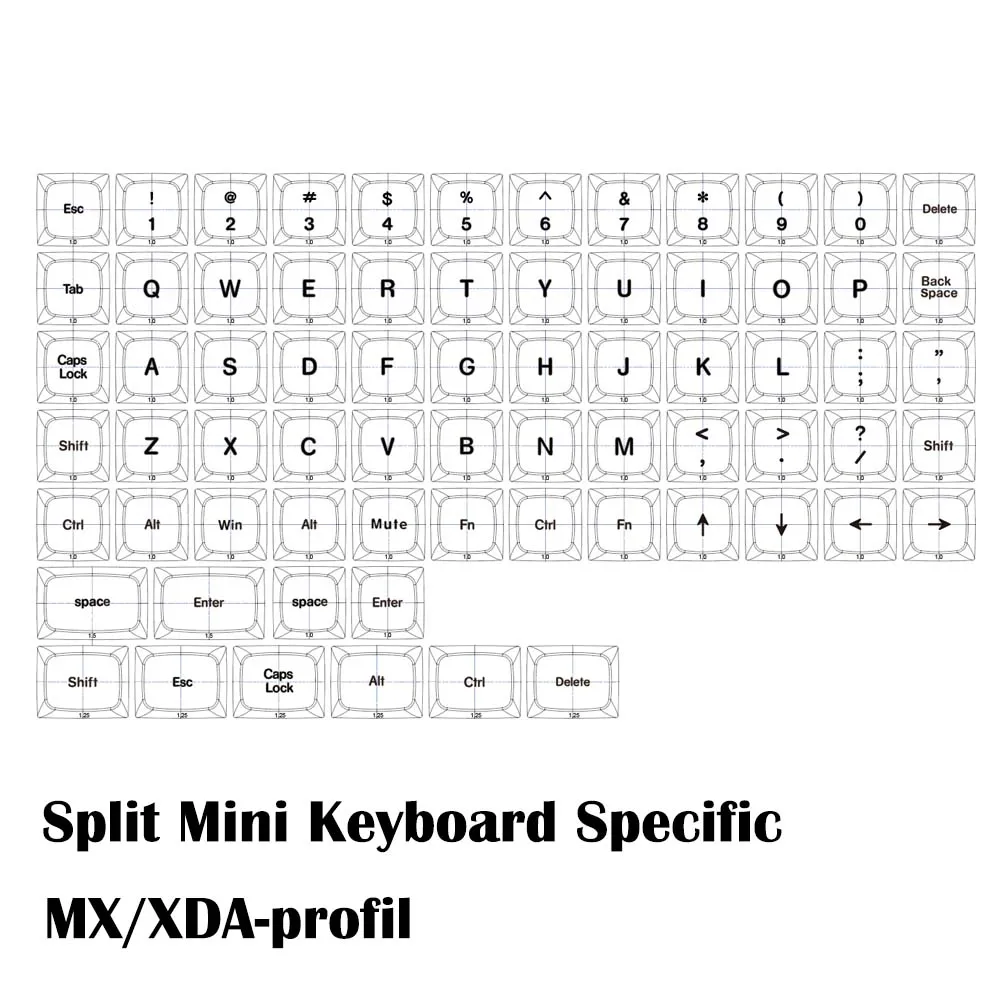 XDA Profile PBT Material Dye-sub Keycap Dedicated to Split Mini MX Mechanical Keyboard compatible with Corne Sofle Velve