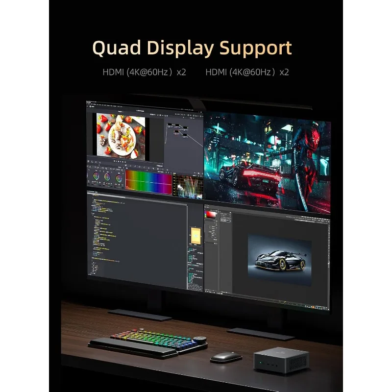 Venus UM790 Pro Mini PC 9 7940HS حتى 5.2 جيجا هرتز مع Radeon 780M، إصدار Barebone بدون ذاكرة الوصول العشوائي وSSD، 4xU