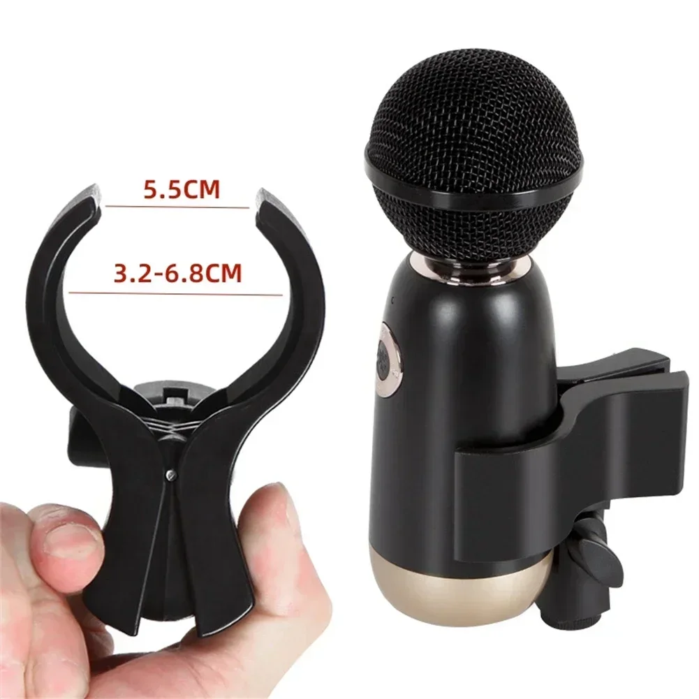 Microphone Clip Microphone Bracket Clamp Mic Clamp Holder With 3/8 Adapter For 3.2-6.8CM For Broadcast Mic Stand Clamp