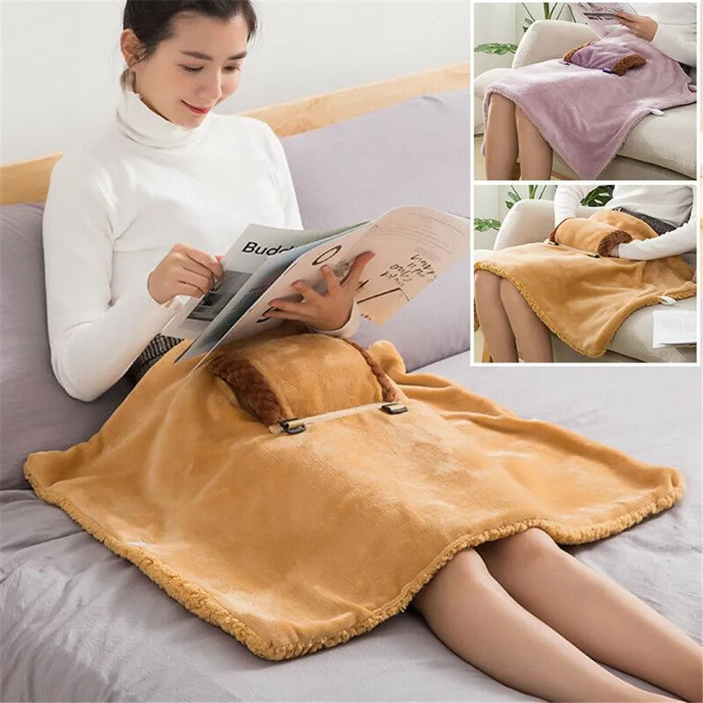 60x80cm Car Home Electric Warming Heating Blanket Pad Shoulder Mobile Heating Shawl USB Adapter AC Soft Winter Warm Health Care