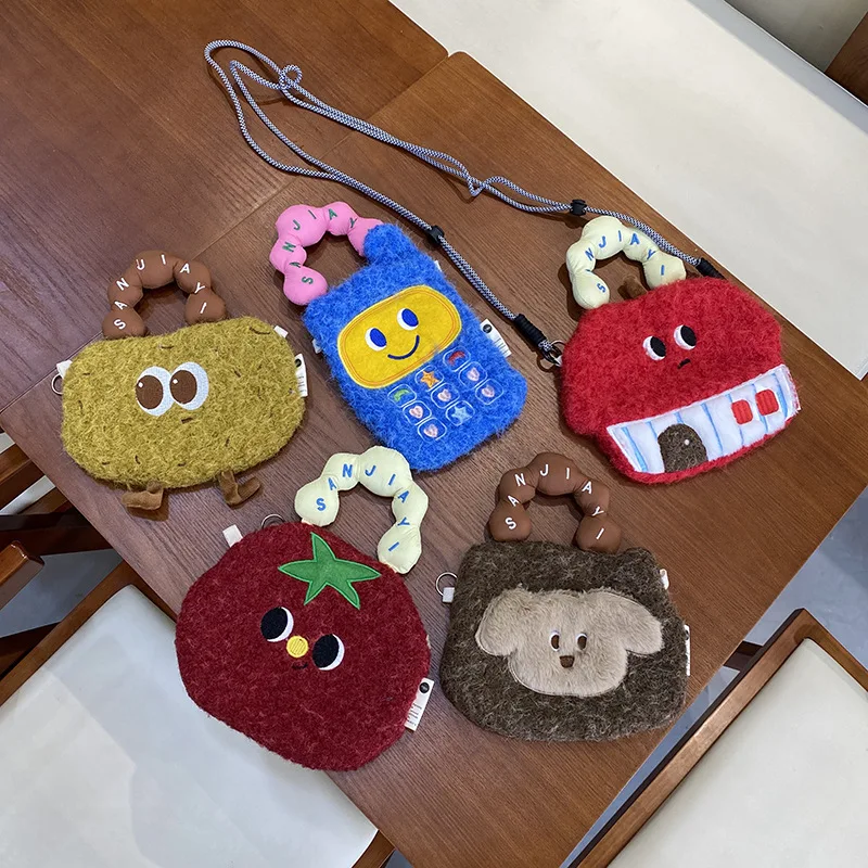 

Ladies' handbags cute cartoon kawaii plush fashionable funny handbags portable small and large capacity crossbody bags for girl