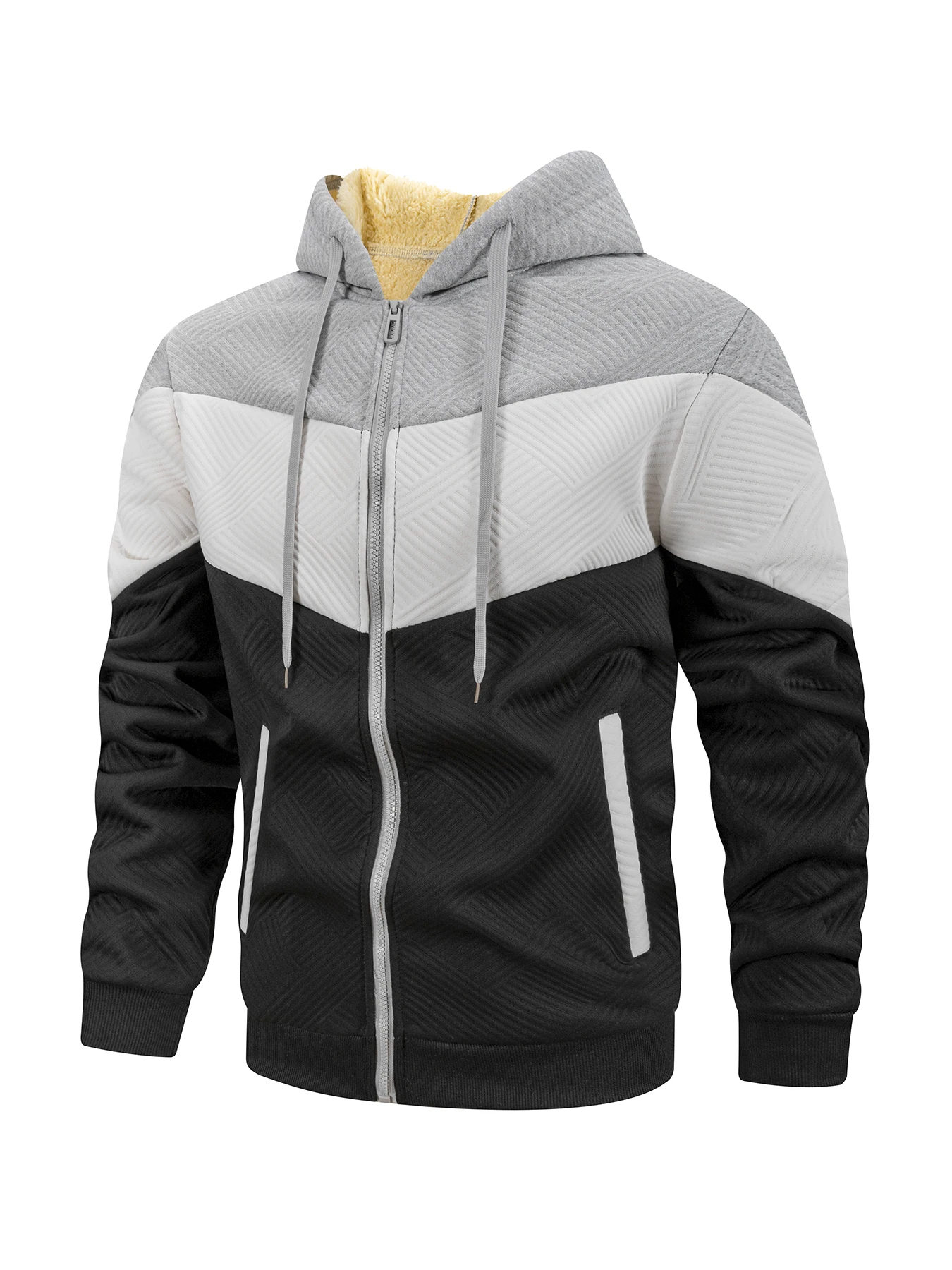 جديد 2025 سترة بقلنسوة حرارية من الصوف للرجال معطف خريف وشتاء للرجال مع قلنسوة مرقعة ملابس رياضية غير رسمية للخروج في الشارع #4