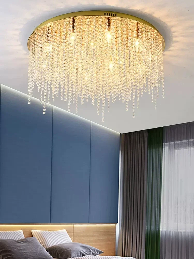 Tassel crystal light circular postmodern luxury living room ceiling master bedroom light LED restaurant creative lighting