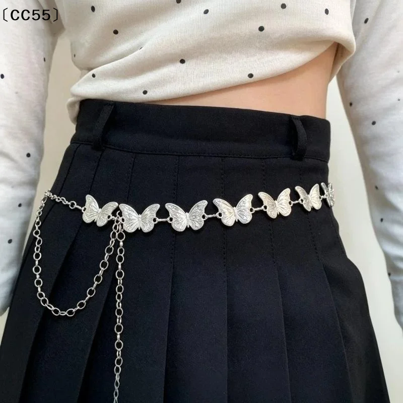 1Pcs Silver Butterfly Waist Chain With Adjustable Hanging Chain Design Perfect For School Outfit Daily Wear Party Access〔CC55〕