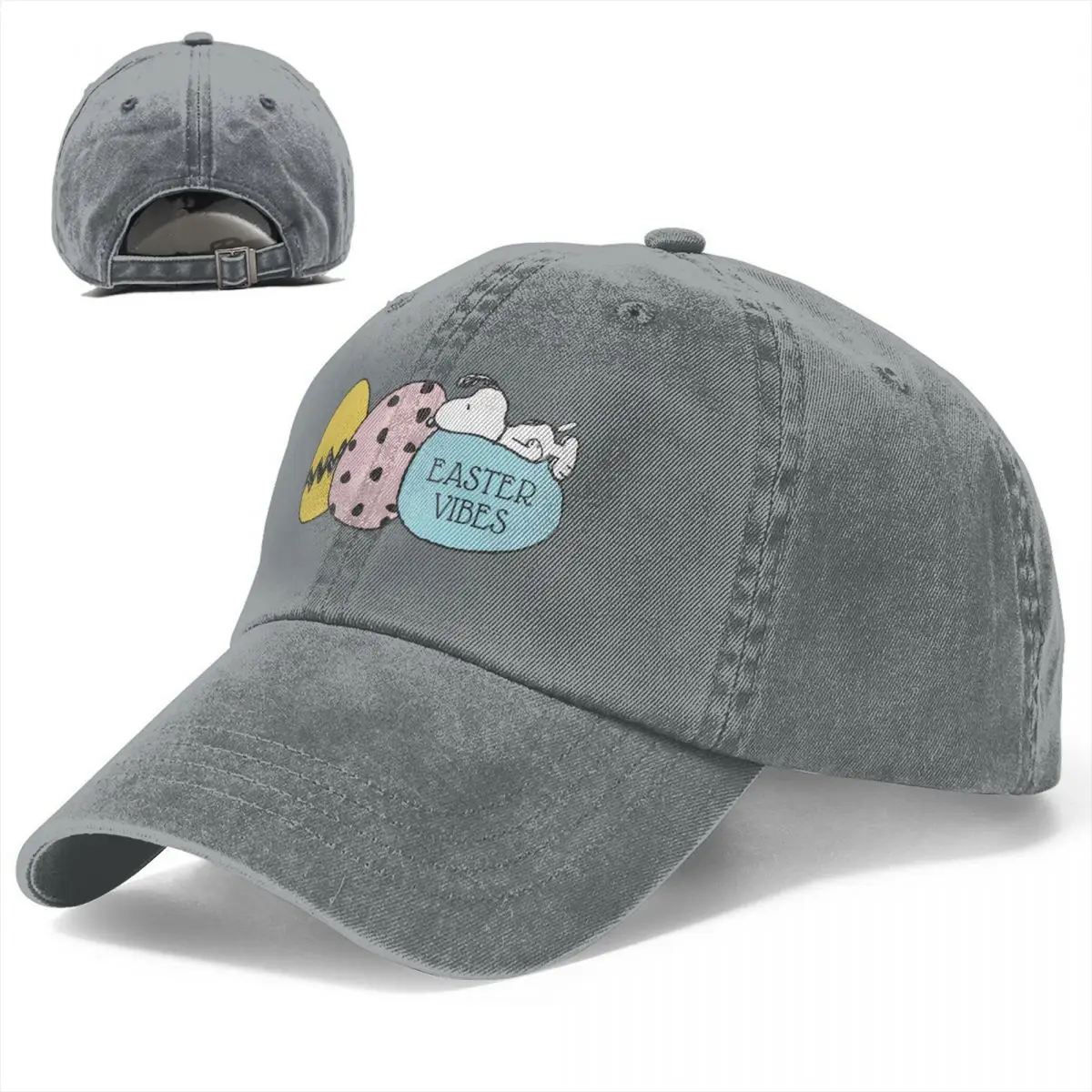 Vintage Peanuts Snoopy Happy Easter Baseball Caps Distressed Denim Washed Snapback Hat Outdoor Travel Adjustable Caps Hat