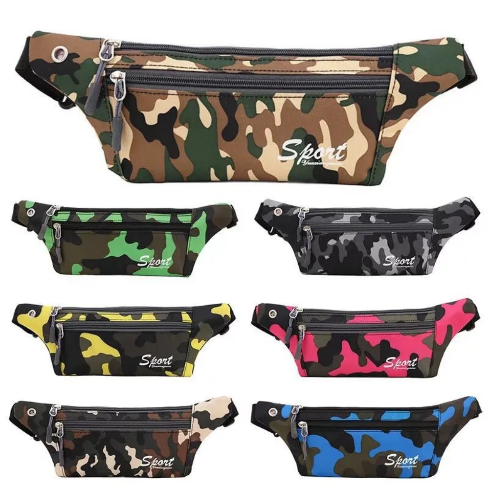 

Large Capacity Camo Waist Bag Tissue Paper Storag Headphone Hole Running Bag Stratification Ultra Light Sport Waist Packs