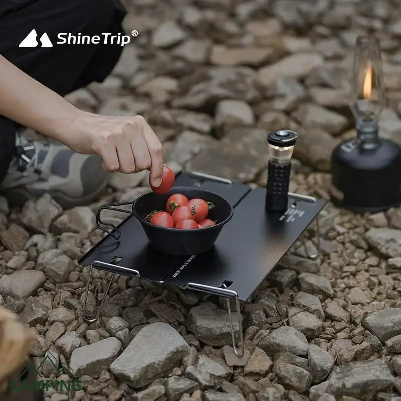 ShineTrip Outdoor Camping lekki składany dwuczęściowy stół odpinany ze stopu aluminium stolik do herbaty przenośny stolik kawowy