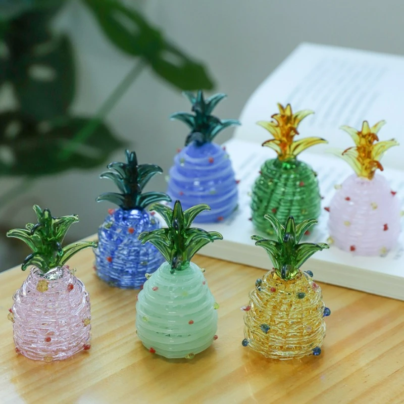 

Creative Mini Glass Pineapple Ornament Table Home Study Computer Bedroom Decorative Fruit Glass Pineapple Decoration Ornament