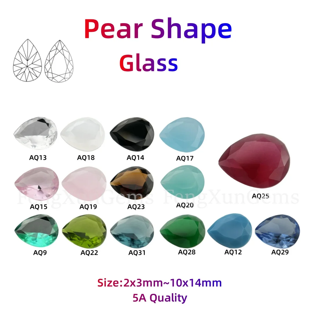 2x3~10x14mm Pear Shape 5/10pcs Loose 5A Glass Stone Synthetic Gems Multicolor WuZhouGems