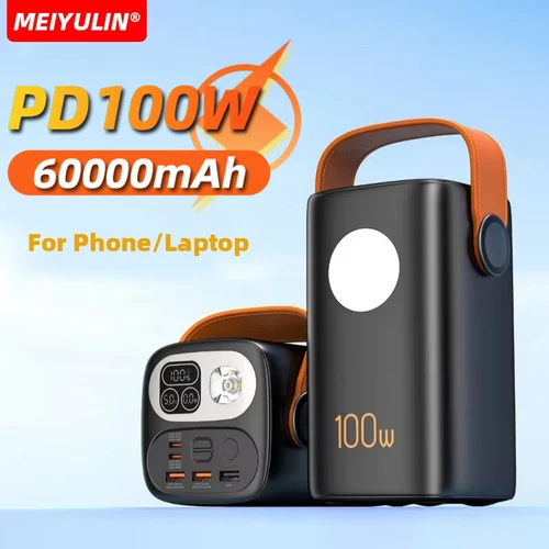 휴대용 USB C 고속 충전 외장 배터리, 100W PD 대용량, 60000mAh 보조배터리, 아이폰 16 삼성 샤오미