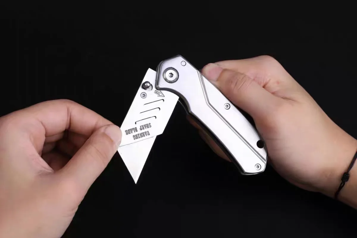 Multipurpose Folding Pocket Cutter, Utilitário de aço inoxidável, Heavy Duty, Faca profissional para tapete de couro, Ferramentas estilete