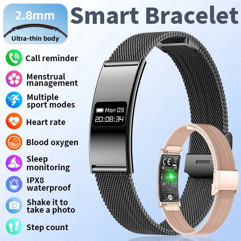 

LIGE Smart Bracelet Men Women Heart Rate Sleep Monitor Sports Health Band Waterproof Fitness Tracker Smart Watch For Android iOS