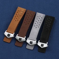 20mm 22mm Genuine Cow Leather Watch Straps for TAG for HEUER CARERA AQUARACER Monaco F1 Soft Bands Universal Wristbelt Bracelets