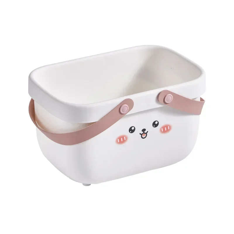 Cartoon Portable Wash Basket Bathroom Wash Supplies Storage Basket Student Bath Basket Sorting Storage Box