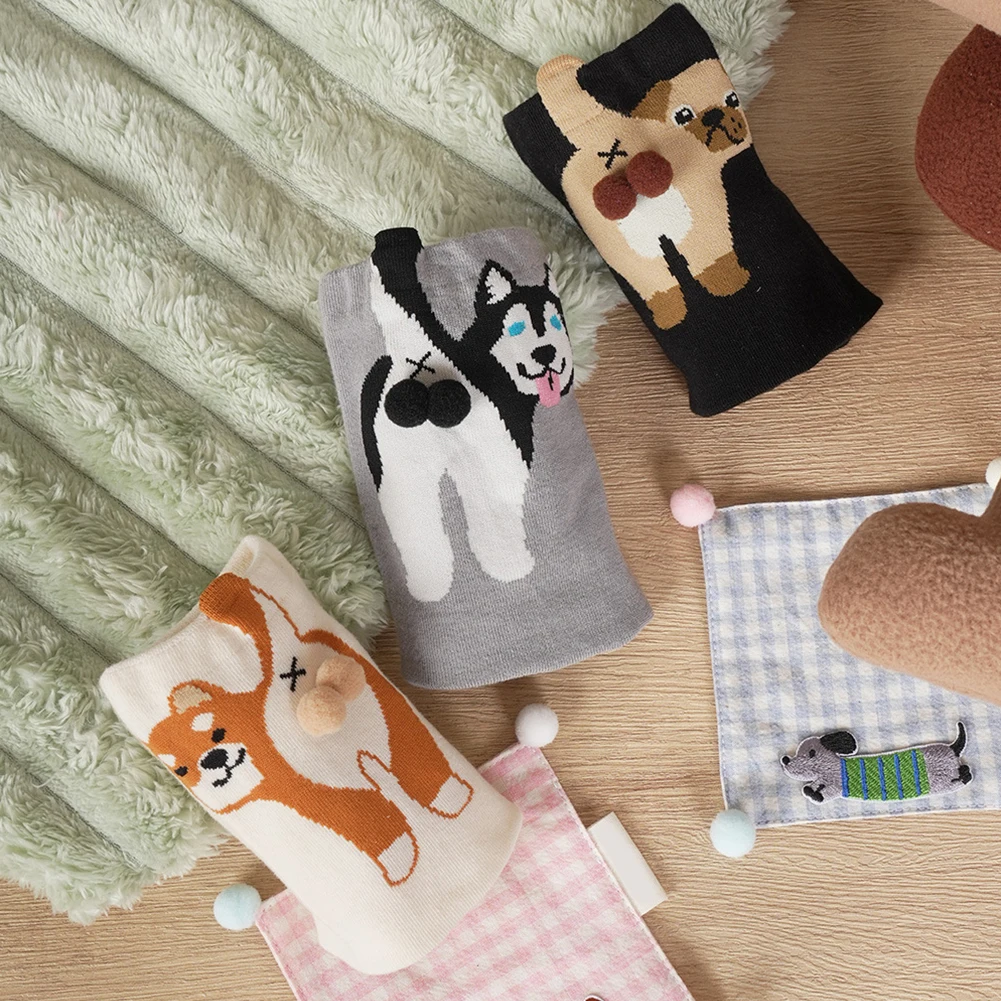 2 قطعة الجوارب القطنية مضحك مع كرات جوارب قطنية ناعمة تنفس الكلب الأوسط جوارب أنبوبية هدايا الجدة لمحبي الكلاب