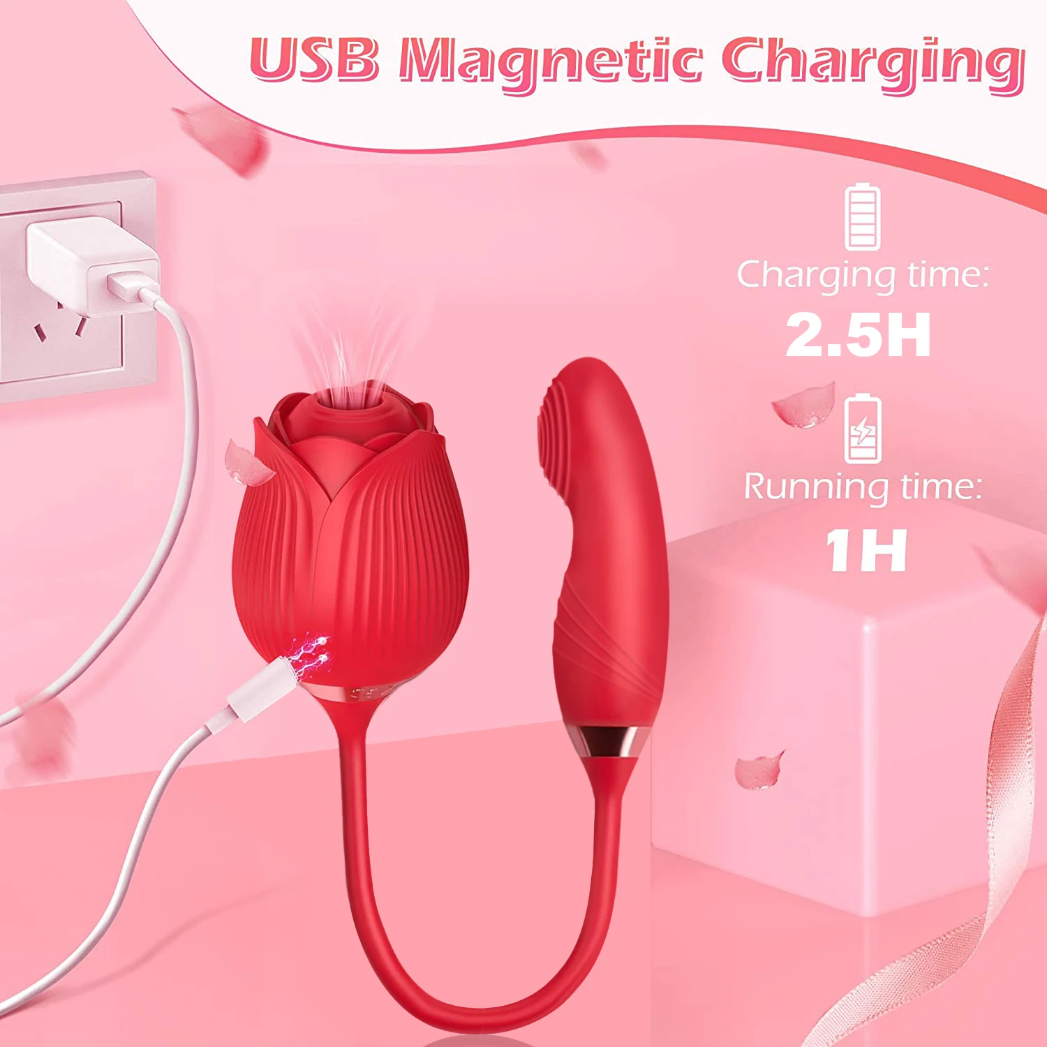 لعبة الورد مص الهزاز تذبذب G بقعة هزاز دسار للنساء 2 في 1 البظر الحلمة مصاصة المهبل محفز لعبة جنسية للتدليك