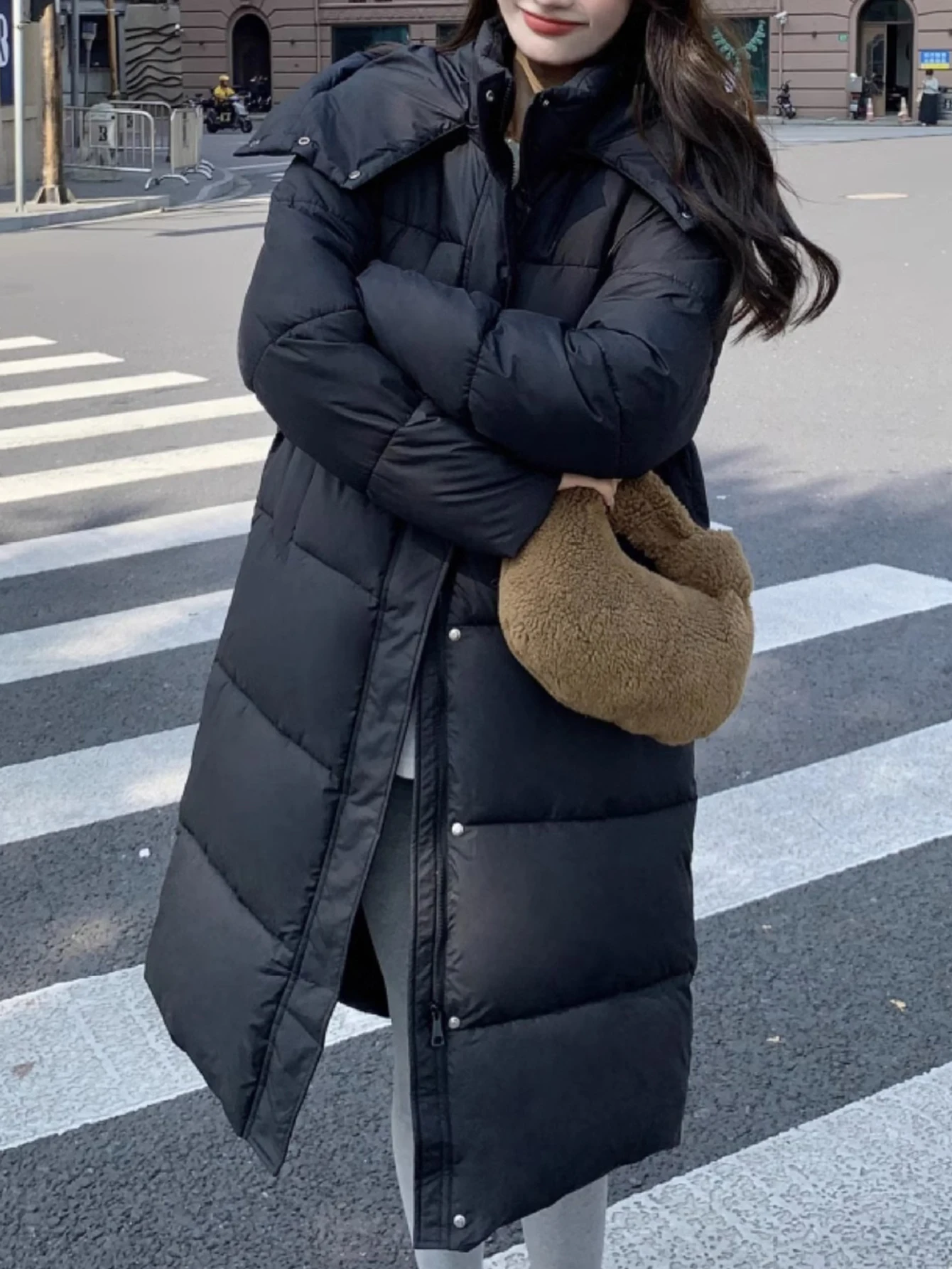 المرأة بساطتها الكورية بلون طويلة الأكمام معطف مقنع الخريف الشتاء نمط غير رسمي موضة الاتجاه سترة قطن