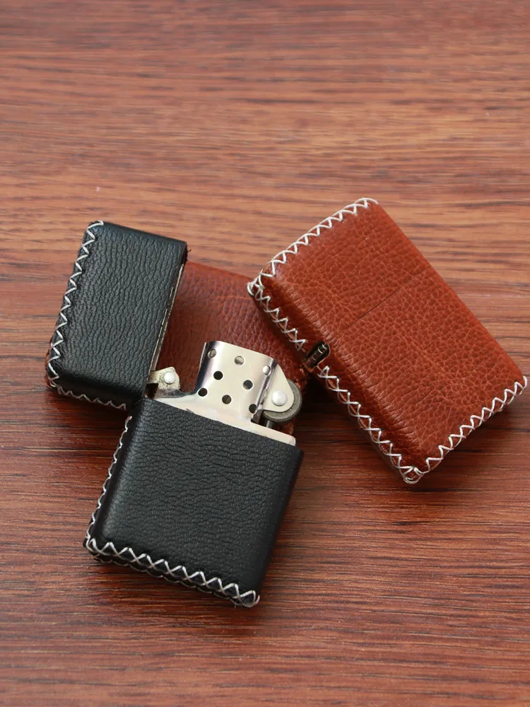 Original Hand-sewn Zippo Lighter Leather Case, Pure Cowhide Zhibao Lighter Case, Genuine Leather Lighter Case.