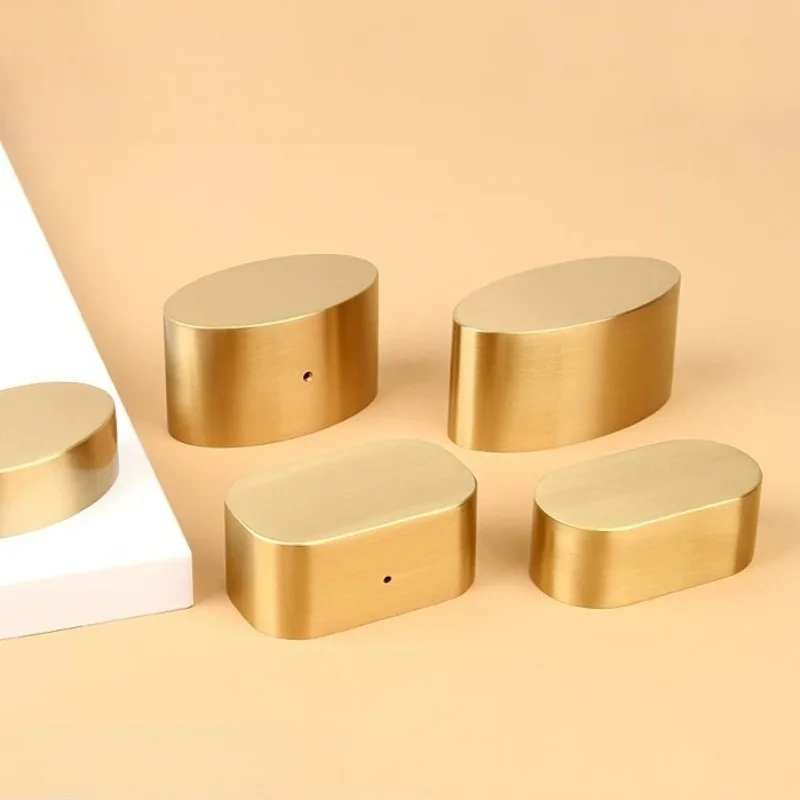 Pure copper oval copper foot cover rectangular rounded brass sofa chair stool new Chinese solid wood furniture copper parts