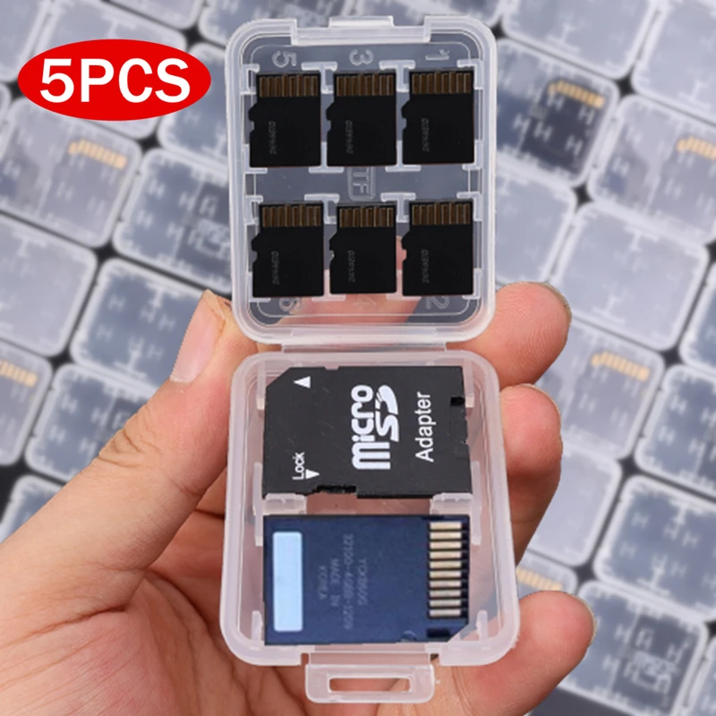 8in1 Mini Transparent SD TF Memory Card Protector Box For SIM Card Adapter Anti Lost Storage Case Portable Mini Protective Cover