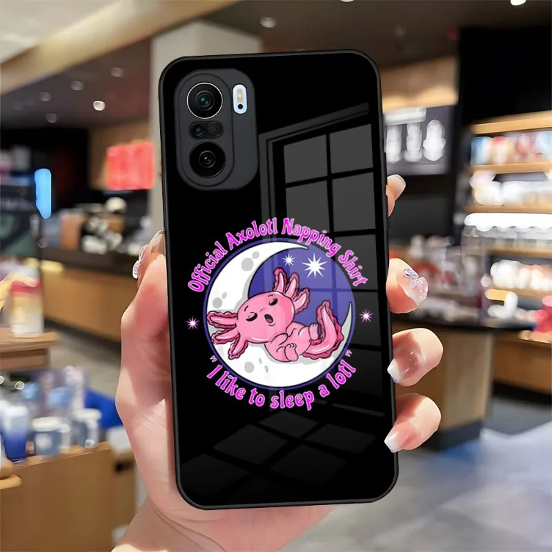 Cute Animal Axolotl Phone Case For Xiaomi Redmi Note 10 10T 11i 11T 11 9 8 11S Poco M4 F3 X3 Pro Glass Design Back Cover image 6