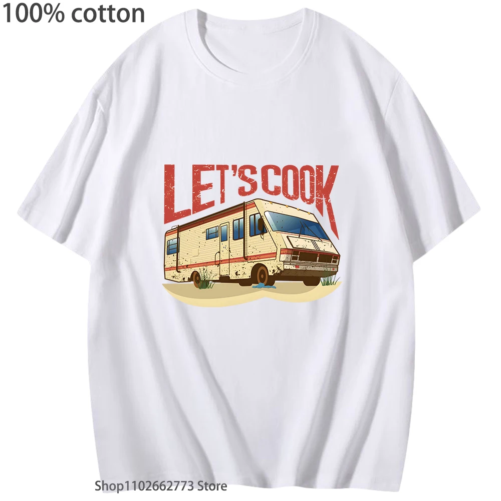 

Футболка Fauuny Breaking Bad Lets Cook Футболки с принтом Мужские топы в стиле хип-поп с круглым вырезом и короткими рукавами Футболка для ТВ-шоу Летняя одежда из 100% хлопка