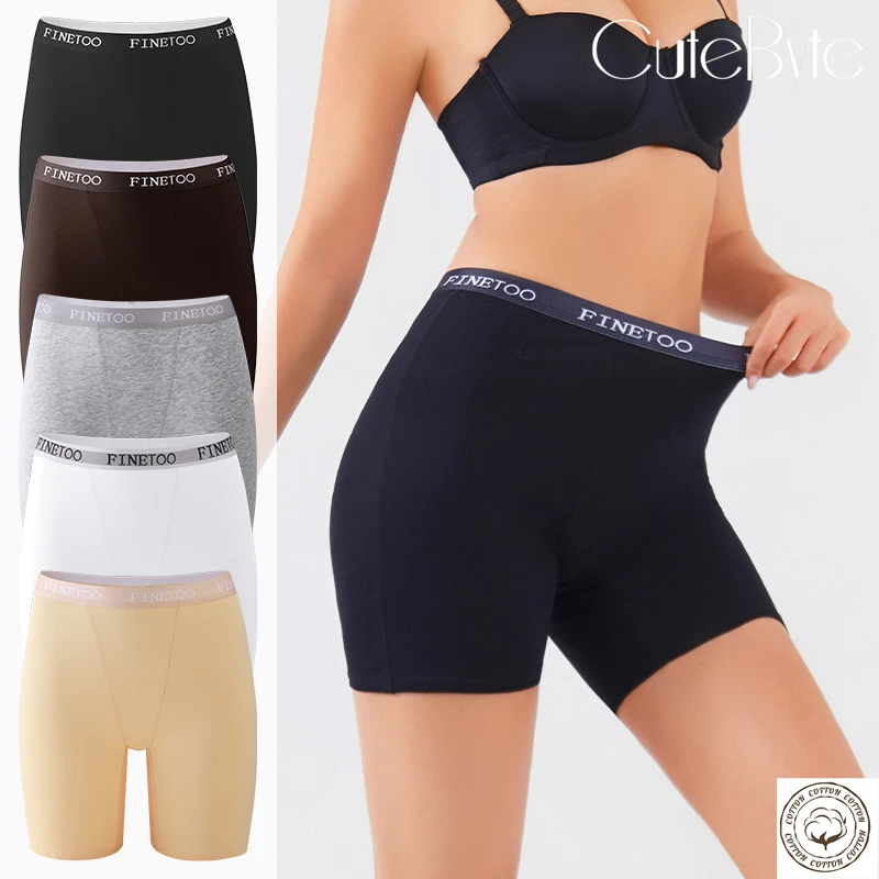 FINETOO Ropa Interior de Algodón sin Costuras de Cintura Alta para Mujer, Bragas de Ciclismo, Pantalones de Seguridad de Verano, Pantalones Cortos de Seguridad para Debajo de la Falda
