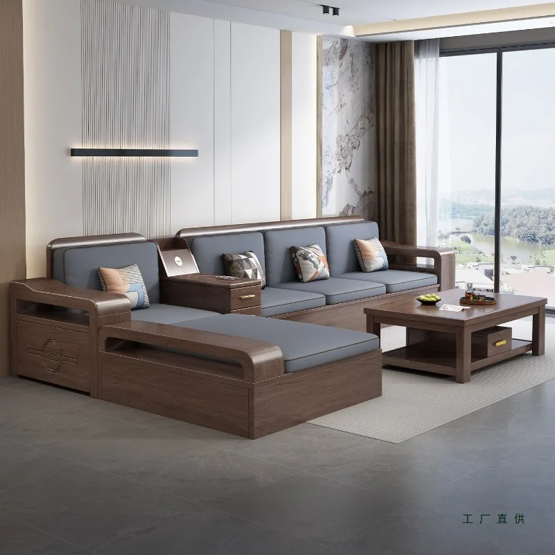 German solid wood sofa combination furniture modern simple winter and summer dual-purpose small apartment living